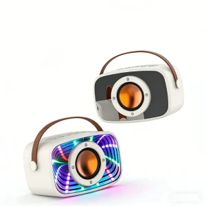 Bluetooth Speaker Vintage Infinite Mirror 5W with LED Light BT 5.3 TF/USB/AUX Portable Outdoor 1200mAh Wireless Speaker