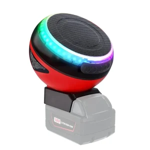 Bluetooth Speakers Fit for 18V Battery Portable Wireless Speaker with HD Sound RGB LED Lights for Jobsites Camping