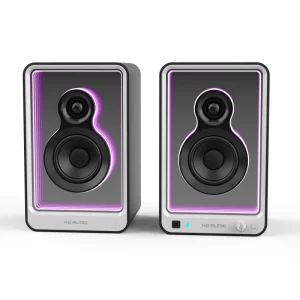 Bookshelf Speaker 2.0 Channel Dynamic RGB Lighting Remote Control 50W RMS for 5.0 Dual Mode Home Theatre