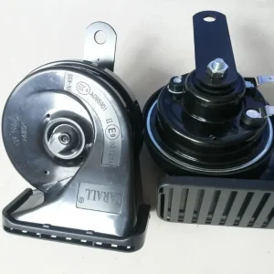 CARALL 12V Electric Auto Horn Copper Snail Siren with 2-Way Speaker Design for Cars