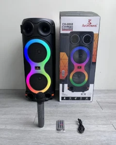 CH-8868 Dual 8 Inch Loudspeakers for Home Mobile Phone Portable Audio Player Party DC Power Source