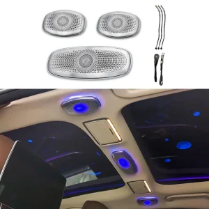 CKCP Silver Ceiling Speaker Grille with LED Ambient Light 304 Stainless Steel for Mercedes Benz W205 W253 W213 W222
