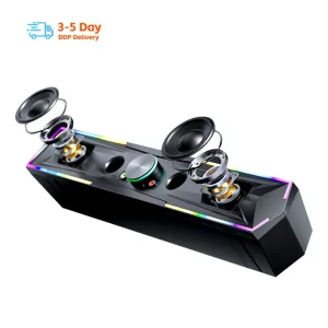 COOMAER ST200 2.0 Rainbow Flowing Soundbar Home Theater Sound Wireless RGB Gaming BT Sound Bar Speaker for Laptop