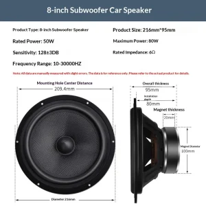 Car Audio New 8 Inch Coaxial 100 Magnetic Full Frequency OLIVER Fitment Universal Subwoofer Speaker HIFI 12 Month Warranty