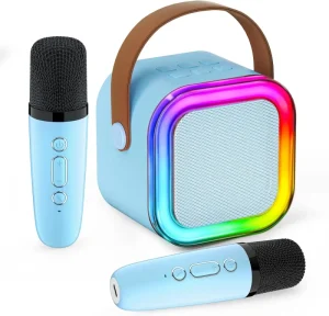 Christmas Toys Birthday Gifts Handheld Mini Karaoke Kit Toys Party Favor RGB Led Portable Speaker