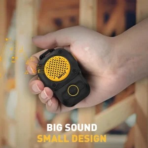 Clip On BT Speaker IPX7 Waterproof 10H Playtime Built in Mic Ultra Light Wearable for Running Hiking Work Outdoor (Yellow)