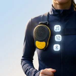 Clip on Wearable Wireless for 5.3 Speaker with Built in Mic & Voice Control Mini Active Subwoofer for Outdoor Exercise