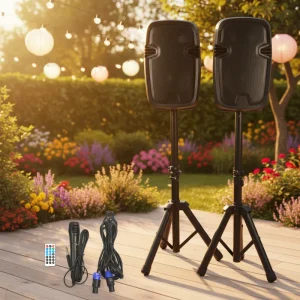 Combo Set 12 Inch Portable Powered PA System Karaoke Speaker Party Sound Box BT USB FM Remote stand
