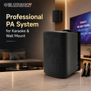 Compact Black Wall Mounted Full Range Public Address Speaker Installation Loudspeaker for Meeting Room Karaoke Venue Audio