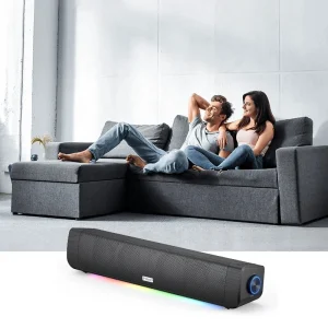Computer Speakers Wireless PC Speakers with Built-in Battery and FM Cord and Battery Dual Powered Computer SoundBar BT 3