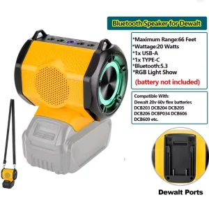 Cordless 30W Speaker RGB IPX9 Waterproof BT 5.1 Touch Control for Jobsites Home Parties Small Size Battery