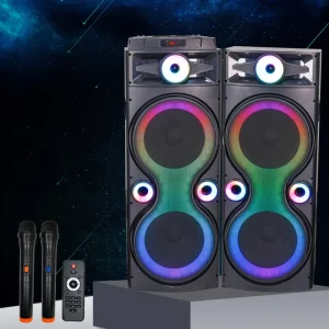 Cost-effective Good Quality Long Usage Time Fashion Design 12″ Double Speaker Computer Wood Cabinet 50-100W Output Power LED