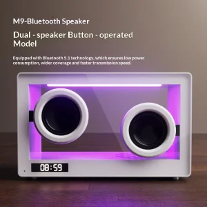 Creative Gift Colorful Atmosphere Light Wireless 5.1 Transparent Simple Computer Speaker Alarm Clock Card Insert Power
