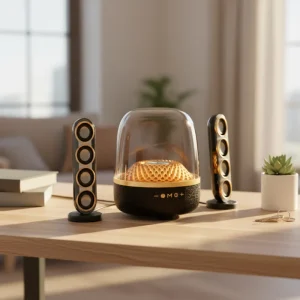 Crystal 5 V5.4 Wireless Mini Speaker Heavy Bass Stereo Detachable Design USB RGB LED Lighting Computers