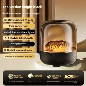 Crystal 5th Gen Wireless Speaker BT 5.3 Computer Desktop Luminous Phantom Gift Loud Volume High Quality Audio Box