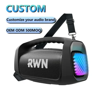 Custom 160W Loud Outdoor Speaker with Dynamic Lights IP67 Waterproof BT Speaker 24H Battery Fast Charging & TWS Pairing