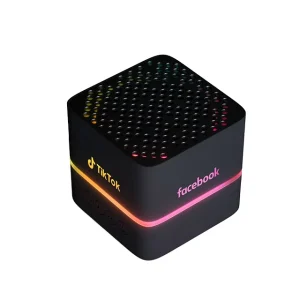 Custom LED Logo Mini Cube Portable Wireless Speaker IPX4 Waterproof HiFi RGB Lighting for Outdoor Computer Mobile Phone Use