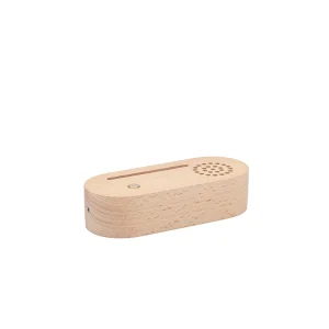 Custom Logo Acrylic Woodstand Night Light USB Creative LED Luminous Music Box Solid Type C Oval Wood Speaker Bluetooth Base