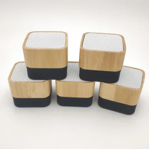 Custom Logo Mini Portable Bluetooth Speaker 3W Powered RGB TF Card Slot Music Sound for Computer Mobile Phone Bamboo Design