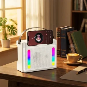 Custom Logo Party Home RGB Lights Portable 10W V5.3 Waterproof Wireless Speaker 2 Microphones Plastic
