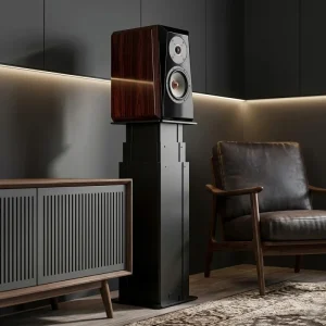 Customizable Motorized Speaker Stand White Black Metal Electric Lift Pillar Floor Mount for High-End Home Theater