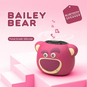 Cute Bear Kids Bluetooth Speaker Portable Wireless Music Player IP65 Waterproof Food Grade Silicone Speaker for Baby Gift