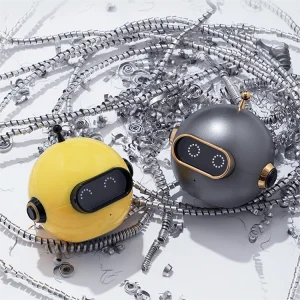 Cute Robot Design Rechargeable Portable Speaker with LED Flashing Light and Two-way Audio for Outdoor and Home Use