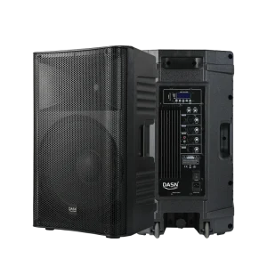 DASN SCB15AC 15 Inch 880W 2 Way Professional Active Plastic Full Frequency MP3 DJ Stage Home Playground PA Speaker with Wheels