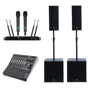 DBK 18 Inch Active Powered PA Subwoofer with Dual 8 Inch Column Speakers Large Bar Stage Hotel Church System Impedance 4ohm
