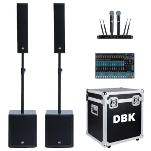 DJ Speaker System 10×3.5 Inch Column Speaker with 15 Inch Powered Active Subwoofer Professional Concert Speakers for Church