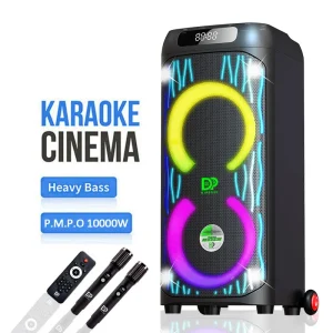 DP 1022 Dual 10 Inch Portable Big Outdoor Wireless Blue Tooth Trolley Subwoofer Party DJ Home Bluetooth Karaoke Speaker