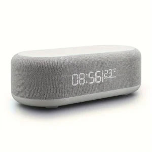 Desk & Table LED Digital Alarm Clock With 15W Wireless Charger BT Speaker Ambient Nightlight Temperature
