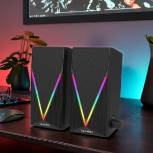 Desktop 2.0 Wireless Multimedia Speaker with Subwoofer Active RGB USB Bass PC Gaming Sound System Box Speaker