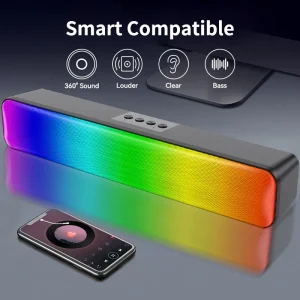 Desktop RGB Lighting Soundbar Bluetooth Wireless 40mm Double Speakers System