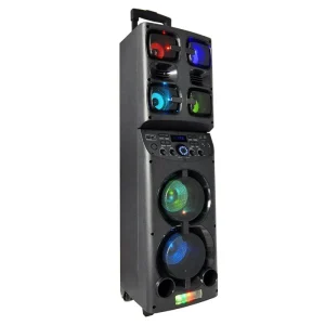 Double 12inches with Rechargeable 7000mAh Battery TWS Function and Dazzling Lights Trolley Bluetooth Powerful LED Party Speaker