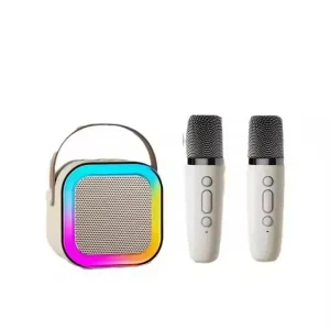 Double Microphone Mini Portable Microphone Home Singing Karaoke Wireless BT Speaker Outdoor Mini Speaker with RGB Light