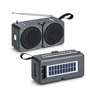 Double Solar Panel Charging Wireless Portable BT Speaker FM Radio TF USB Stereo Bass Woofer Torch Blue tooth Speaker