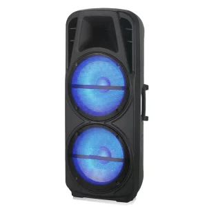 Dual 15 Inch Professional Active DJ Speaker with Trolley Bluetooth Party Sound System