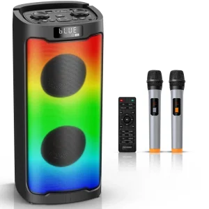 Dual 5inch Outdoor Portable Subwoofer Karaoke Speaker Box Dynamic RGB Lighting 50W Speaker for Party