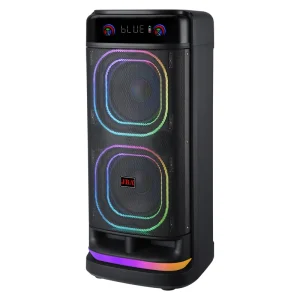 Dual 8″ Heavy Bass Party Speaker Portable Outdoor PA System with Sync LED Lights TWS Pairing