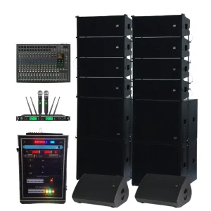 Dual 8 Inch Line Array DJ Speaker Set With Custom Active 18 Inch Subwoofer Stage Audio Sound PA System for Church