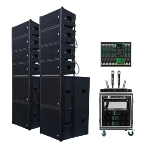 Dual 8 Inch Line Array Speaker with Powered 18 Inch Subwoofer DJ Audio Sound System for Event Concert Party Church