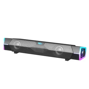 Dual Computer Speaker Soundbar with RGB LED Lighting Cinema-Quality Surround Subwoofer for Dolby Digital DTS Voice Control
