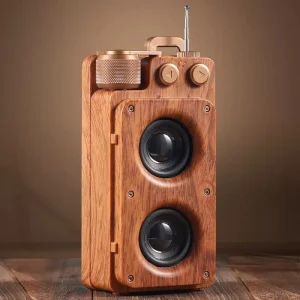Dual Speakers AS22 Retro BT Speaker Wireless 1800mAh Rechargeable FM Radio Vintage Speaker Wood Grain TF USB AUX MP3 Player