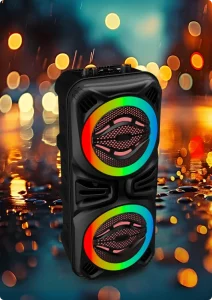 Dual Woofer Vertical Portable Party Speaker Rainbow RGB Heavy Bass Outdoor Rechargeable Stereo