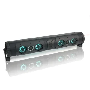 Dynamic ARGB LED Lights Soundbar for Golf Carts 450W Amplified Wireless Music System with Multi Color Sync & RF Remote Control