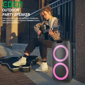 EDEN Stock Bluetooth Speaker Party TWS Dual 8 Inch Wireless BT Karaoke Portable DJ Box Rechargeable Party Speaker