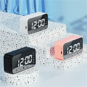 Electronic Smart Digital Alarm Clock Mini Speakers With 12 24HR Radio for Bedroom Bedside Office Adult Kid Gift