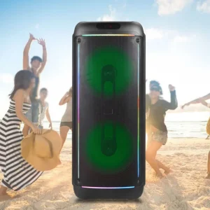 Electronics RX 15208 High Power 160W Outdoor DJ Party Karaoke Speaker Double 15 Inch RGB LED Lights Colorful