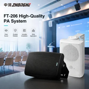 FT-206 Wall Mounted PA Speaker Loudspeaker Audio System for School Conference Room Classroom Installation